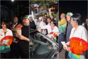 Delcy Rodríguez y alcalde Darwin González entregaron volantes para promover el referendo