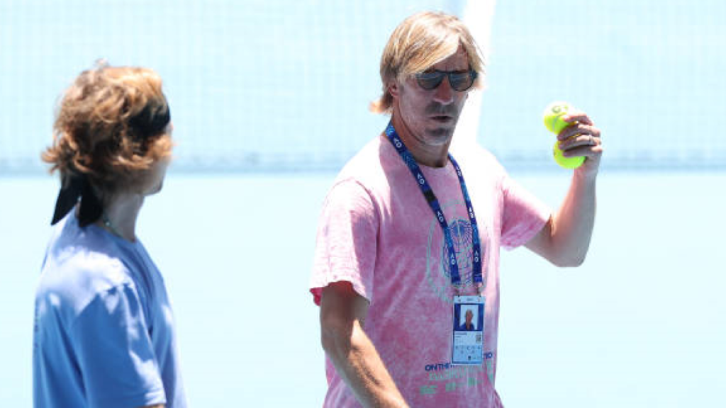 Andrey Rublev y Fernando Vicente en el Open de Australia 2024. Foto: getty