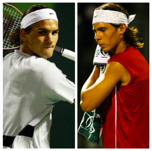 Roger Federer y Rafael Nadal en su primer duelo directo.