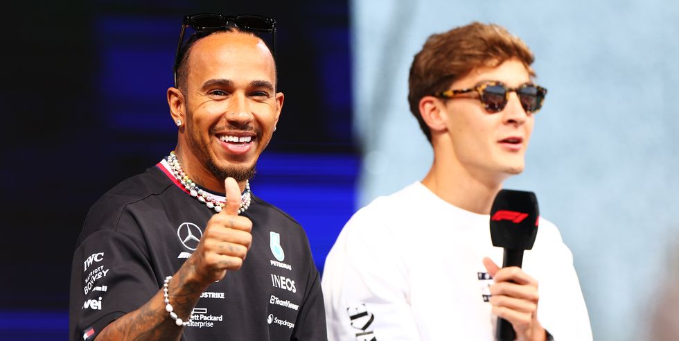 encuentro de lewis hamilton y george russell con la afición húngara en budapest